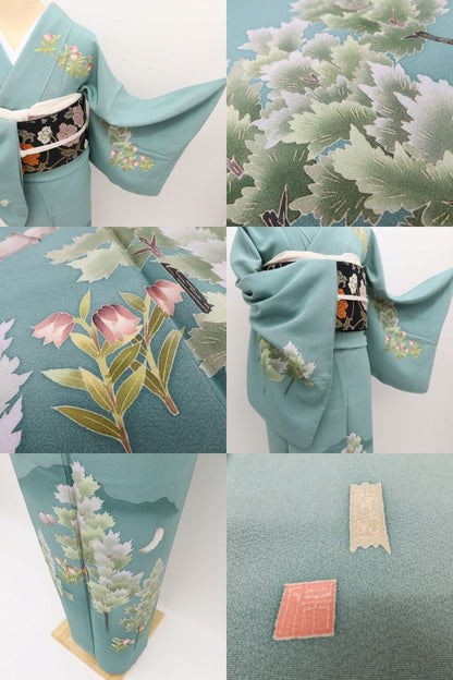 百華Y5803 新品 仕付け糸付 本加賀友禅 鶴見保次落款 着物 正絹 手縫い仕立て 訪問着