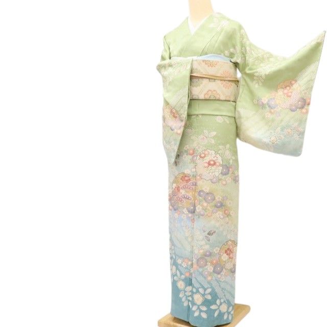 百華Y5805 美品 絞り 雪輪 着物 正絹 手縫い仕立て 訪問着　