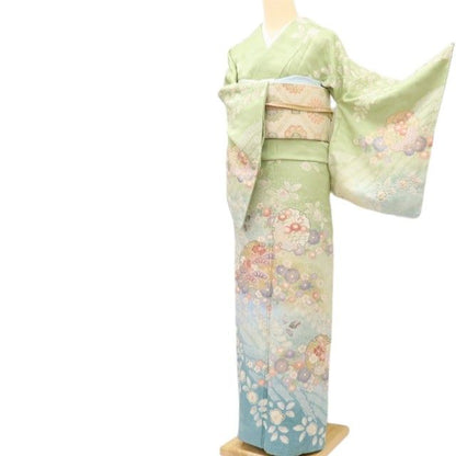 百華Y5805 美品 絞り 雪輪 着物 正絹 手縫い仕立て 訪問着　