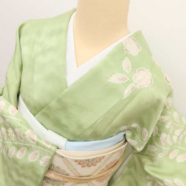 百華Y5805 美品 絞り 雪輪 着物 正絹 手縫い仕立て 訪問着　