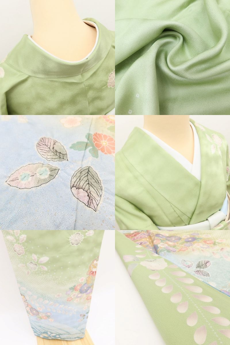 百華Y5805 美品 絞り 雪輪 着物 正絹 手縫い仕立て 訪問着　