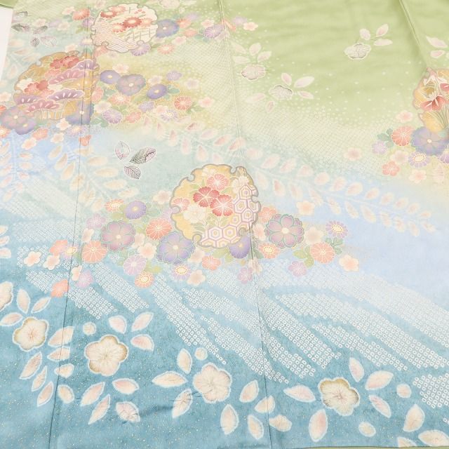 百華Y5805 美品 絞り 雪輪 着物 正絹 手縫い仕立て 訪問着　
