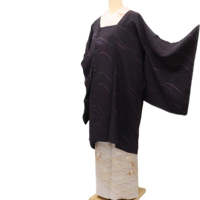 百華Y5809 新品 仕付け糸付 着物 正絹 ロング丈 道行コート