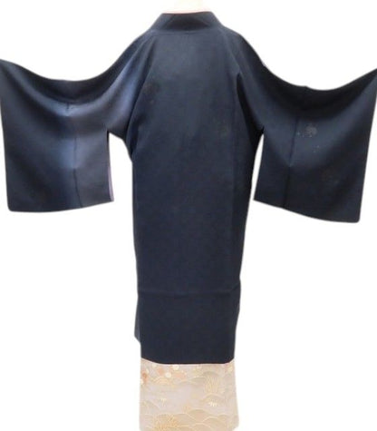 百華Y5811 美品 縦暈し 桜 雪輪 市松 着物 正絹 ロング丈 道中着