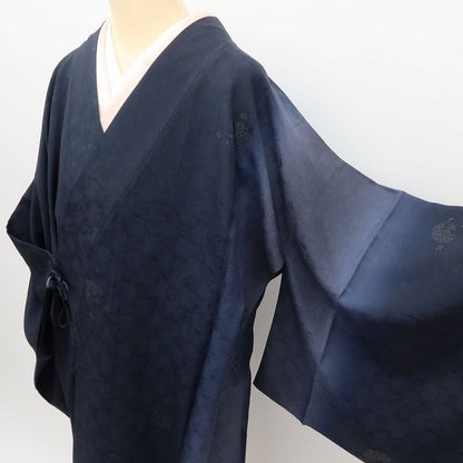 百華Y5811 美品 縦暈し 桜 雪輪 市松 着物 正絹 ロング丈 道中着