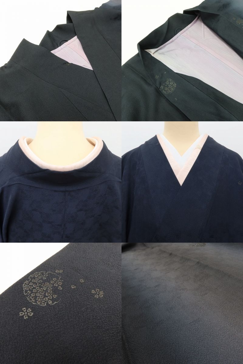 百華Y5811 美品 縦暈し 桜 雪輪 市松 着物 正絹 ロング丈 道中着