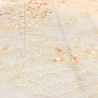 百華Y5812 美品 京友禅 一つ紋 金駒刺繡 着物 正絹 手縫い仕立て 訪問着