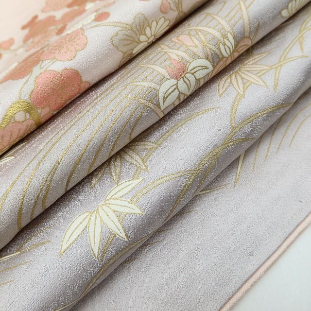 百華Y5812 美品 京友禅 一つ紋 金駒刺繡 着物 正絹 手縫い仕立て 訪問着