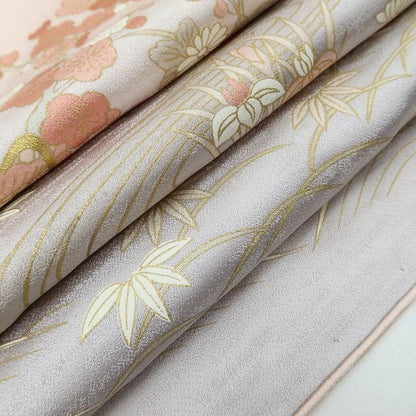百華Y5812 美品 京友禅 一つ紋 金駒刺繡 着物 正絹 手縫い仕立て 訪問着