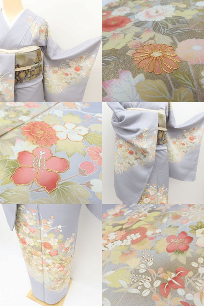 百華Y5813 金駒刺繍 着物 正絹 手縫い仕立て 訪問着