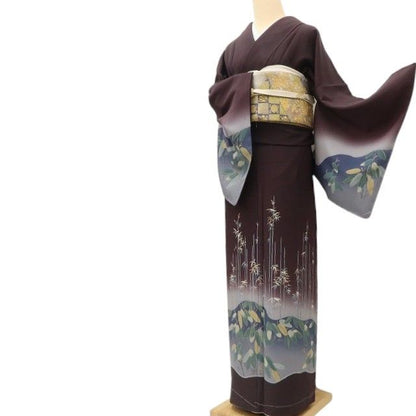 百華Y5819 新品 仕付け糸付 草野一騎落款 ワイドサイズ 着物 正絹 手縫い仕立て 訪問着
