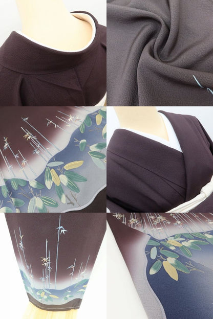百華Y5819 新品 仕付け糸付 草野一騎落款 ワイドサイズ 着物 正絹 手縫い仕立て 訪問着