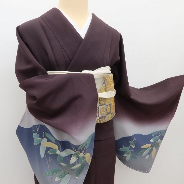 百華Y5819 新品 仕付け糸付 草野一騎落款 ワイドサイズ 着物 正絹 手縫い仕立て 訪問着