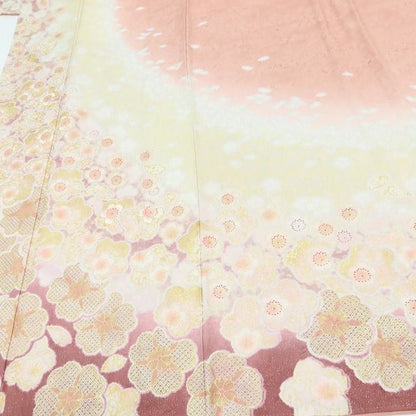 百華Y5823 美品 青柳謹製 紋麗舎 落款 金駒刺繍 着物 桜 正絹 手縫い仕立て 訪問着