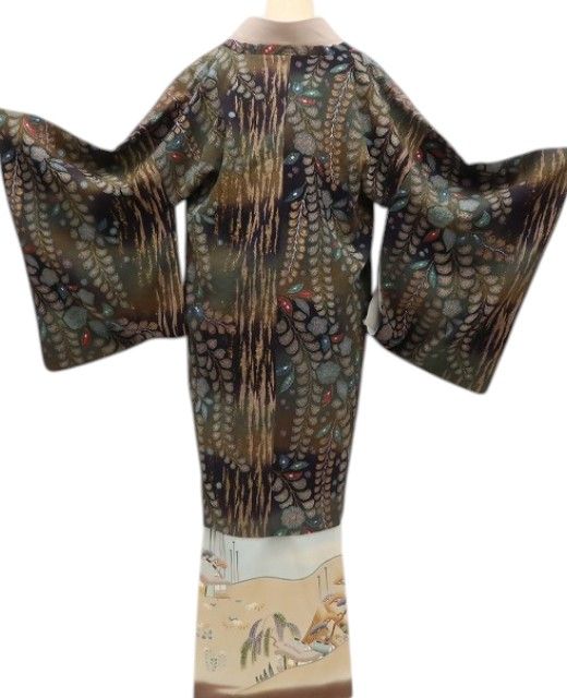百華Y5825 美品 着物 正絹 手縫い仕立て 道行コート