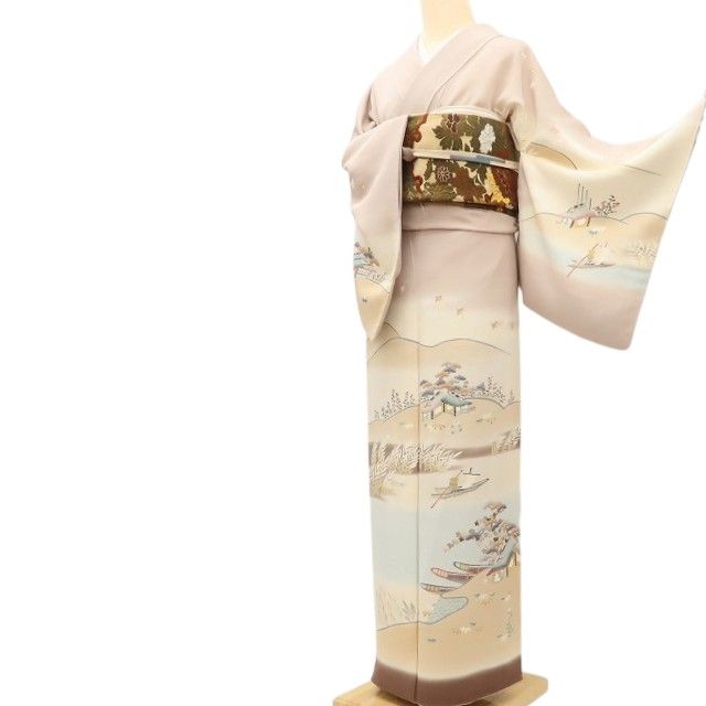 百華Y5827 一つ紋 着物 本加賀友禅 能川光陽落款 着物 正絹 手縫い仕立て 訪問着