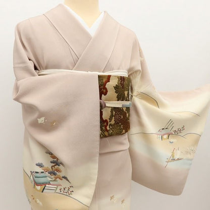 百華Y5827 一つ紋 着物 本加賀友禅 能川光陽落款 着物 正絹 手縫い仕立て 訪問着