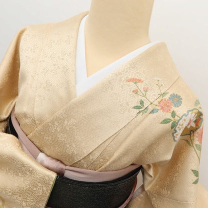 百華Y5828 新品 仕付け糸付 一つ紋 雪輪 着物 正絹 手縫い仕立て 訪問着