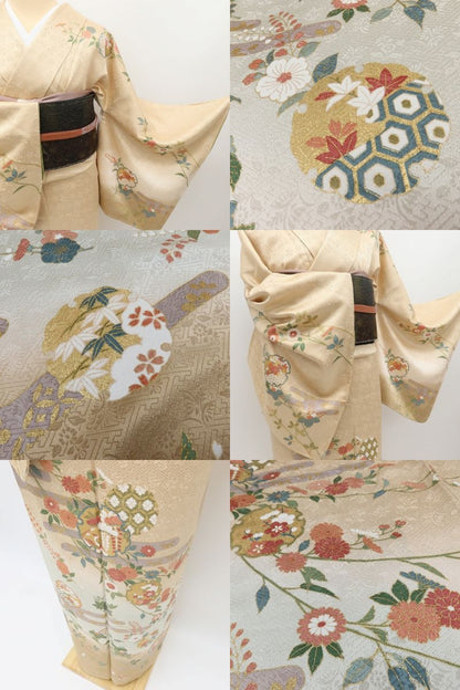 百華Y5828 新品 仕付け糸付 一つ紋 雪輪 着物 正絹 手縫い仕立て 訪問着