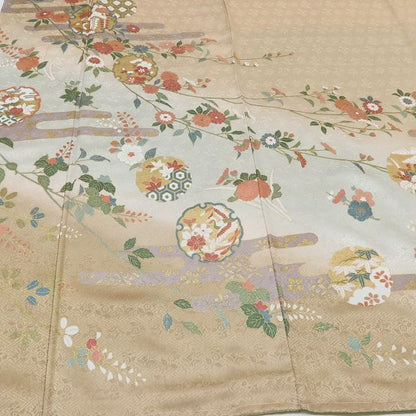 百華Y5828 新品 仕付け糸付 一つ紋 雪輪 着物 正絹 手縫い仕立て 訪問着