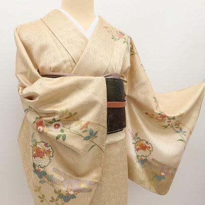 百華Y5828 新品 仕付け糸付 一つ紋 雪輪 着物 正絹 手縫い仕立て 訪問着
